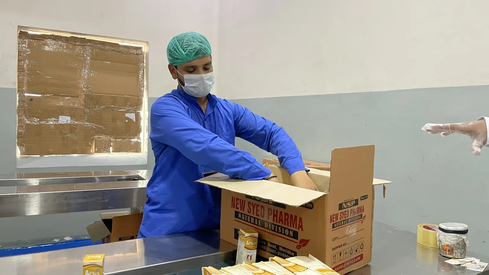 New Syed Pharma packing hall, product labeling and boxing, Muridke Pakistan